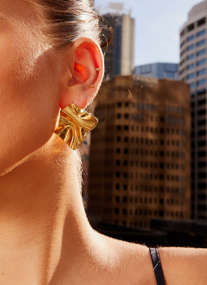 Statement Fold Earrings - Gold