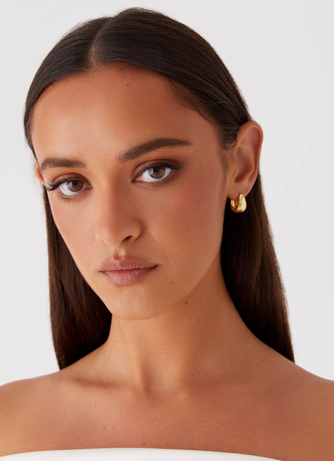 Dome Teardrop Earrings - Gold