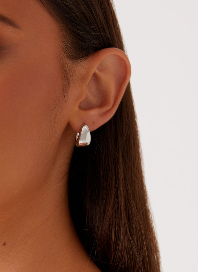 Dome Teardrop Earrings - Silver