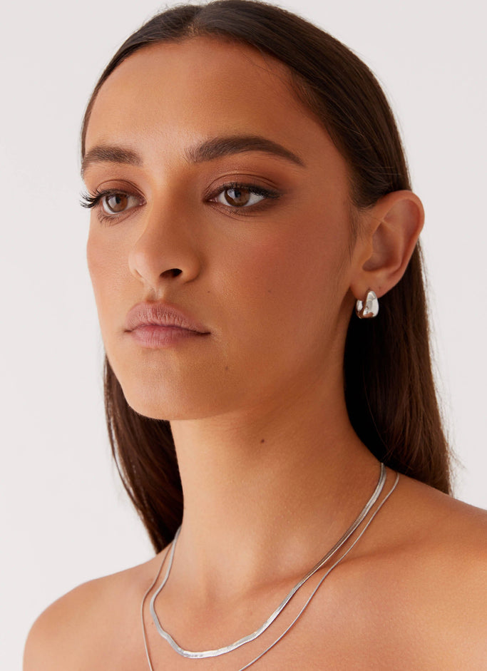 Dome Teardrop Earrings - Silver