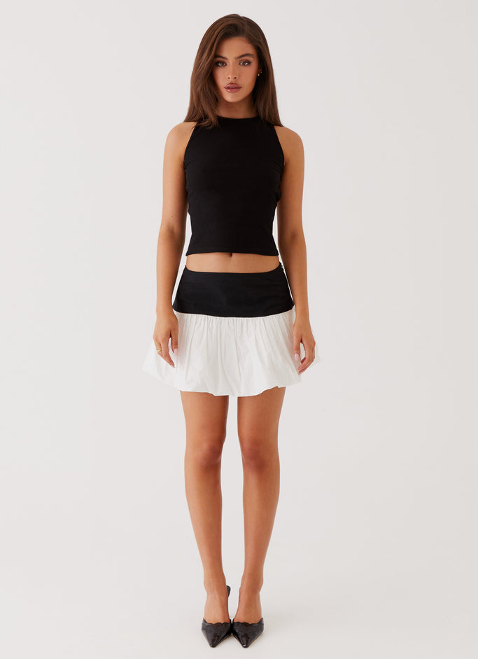 Riva Bubble Hem Mini Skirt - Black Ivory