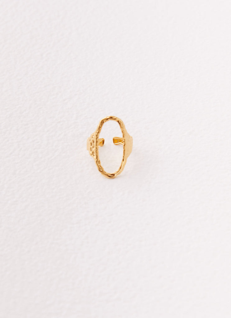 Kyra Oval Textured Ring - Gold