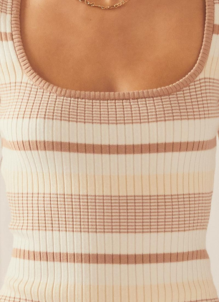 Ray LS Stripe Knit Dress - Natural - Peppermayo