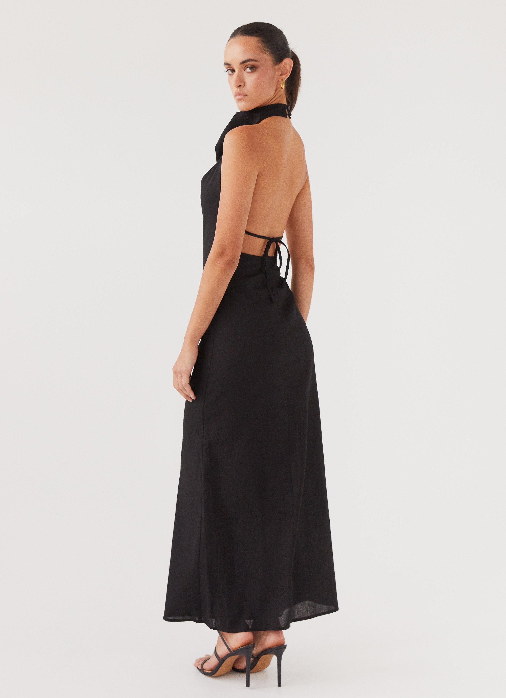 Cartia Linen Maxi Dress - Black – Peppermayo