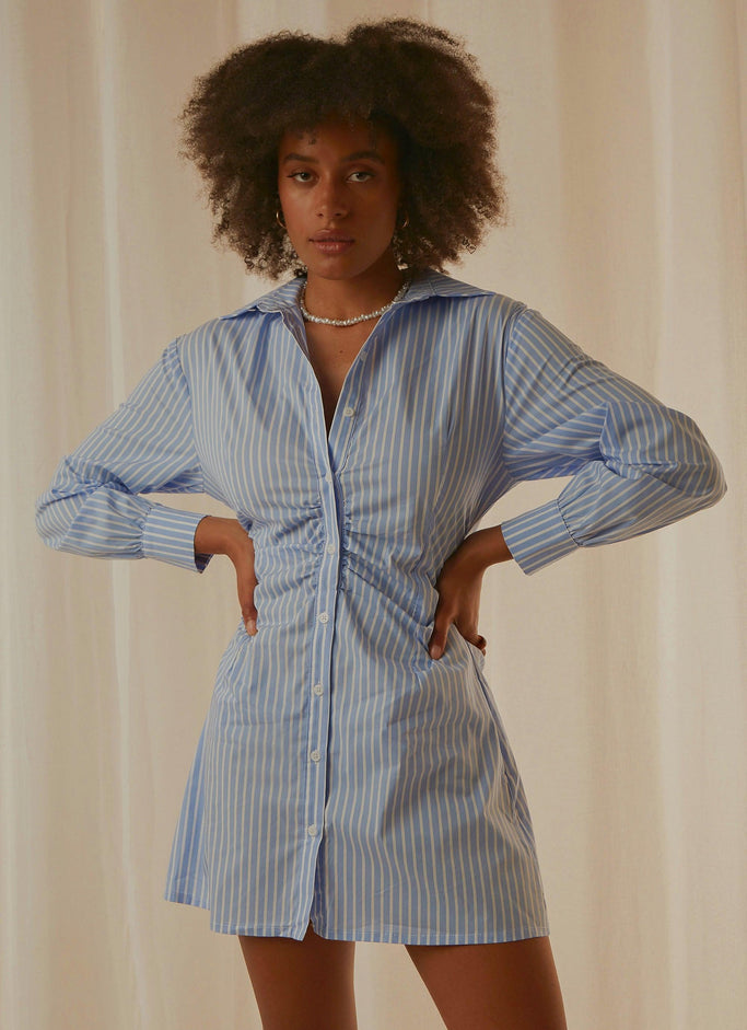 Solana Shirt Dress - Blue Stripe
